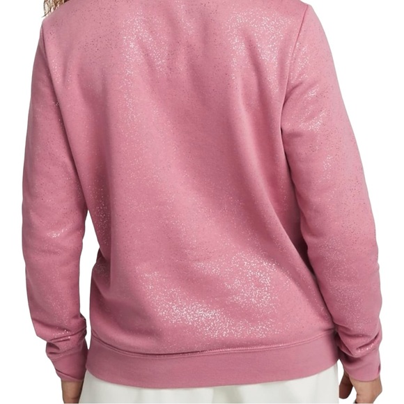 Nike NWT Club Fleece Crewneck Desert Berry Pink Glitter Sweatshirt ~ 1X - Picture 4 of 13